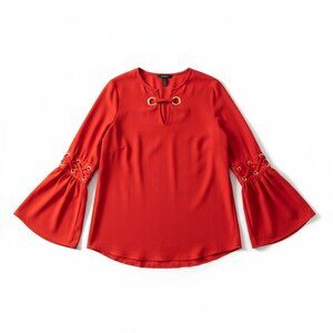 Michael Kors Grommet Detail Bell Sleeve Top Orange |‎ Size S